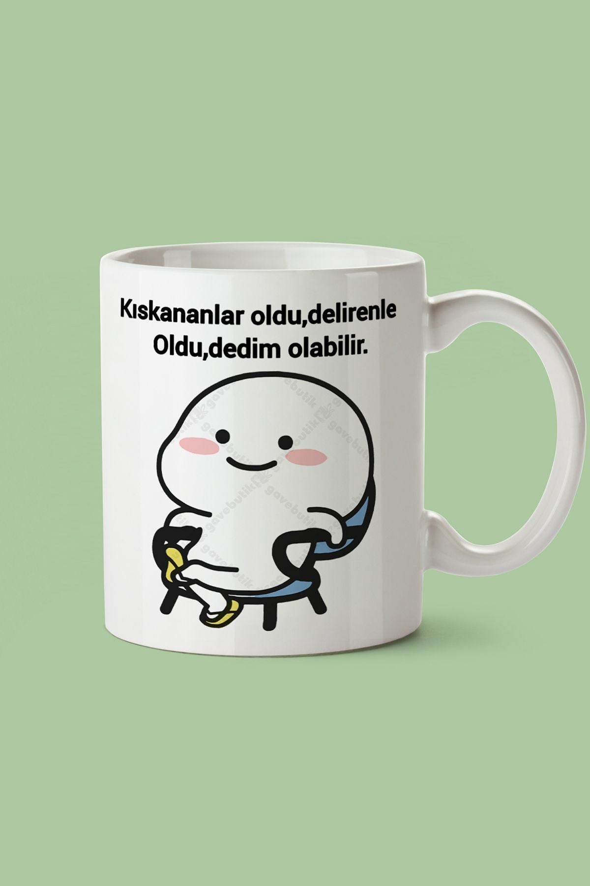 "Kıskananlar Oldu Delirenler Oldu Dedim Olabilir" Çizgi Karakter Baskılı Hediyelik Kupa Bardak