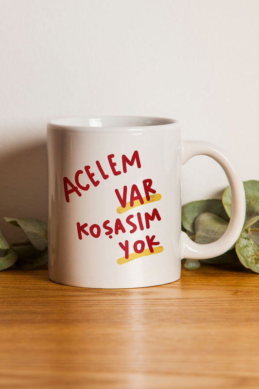 "acelem Var Koşasım Yok" Baskılı Kupa Bardak