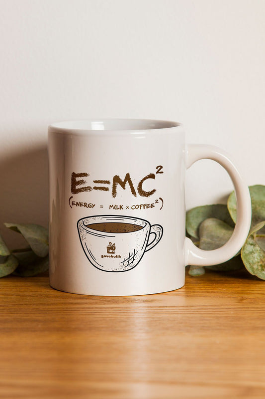 "e = Mc2 (ENERGY = MİLK X COFFEE2)" Baskılı Kupa Bardak