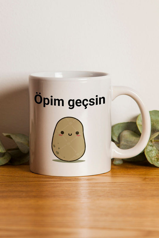 "Öpim Geçsin" Çizgi Karakter Baskılı Hediyelik Kupa Bardak